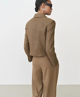 Mango Women's Linen-Blend Cropped Jacket