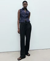 Mango Women's Fitted Denim Top