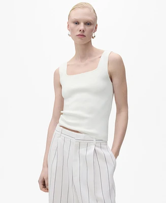Mango Women's Low Neckline Fine-Knit Top