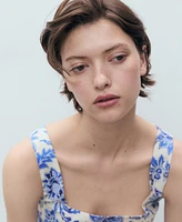 Mango Women's Low Neckline Floral Crop Top