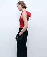 Mango Women's Back Bow Detail Crop Top