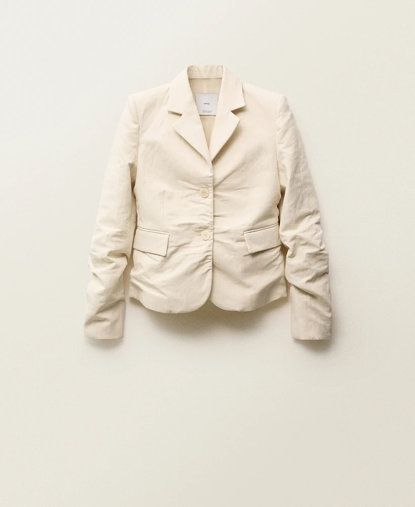 Mango Women's Wrinkled Linen-Blend Suit Jacket