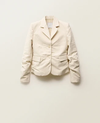 Mango Women's Wrinkled Linen-Blend Suit Jacket