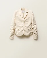 Mango Women's Wrinkled Linen-Blend Suit Jacket