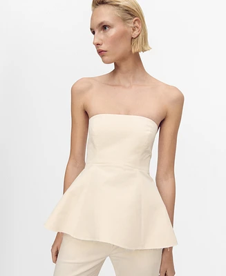 Mango Women's Strapless Peplum Top