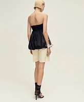Mango Women's Balloon-Effect Ramie Top