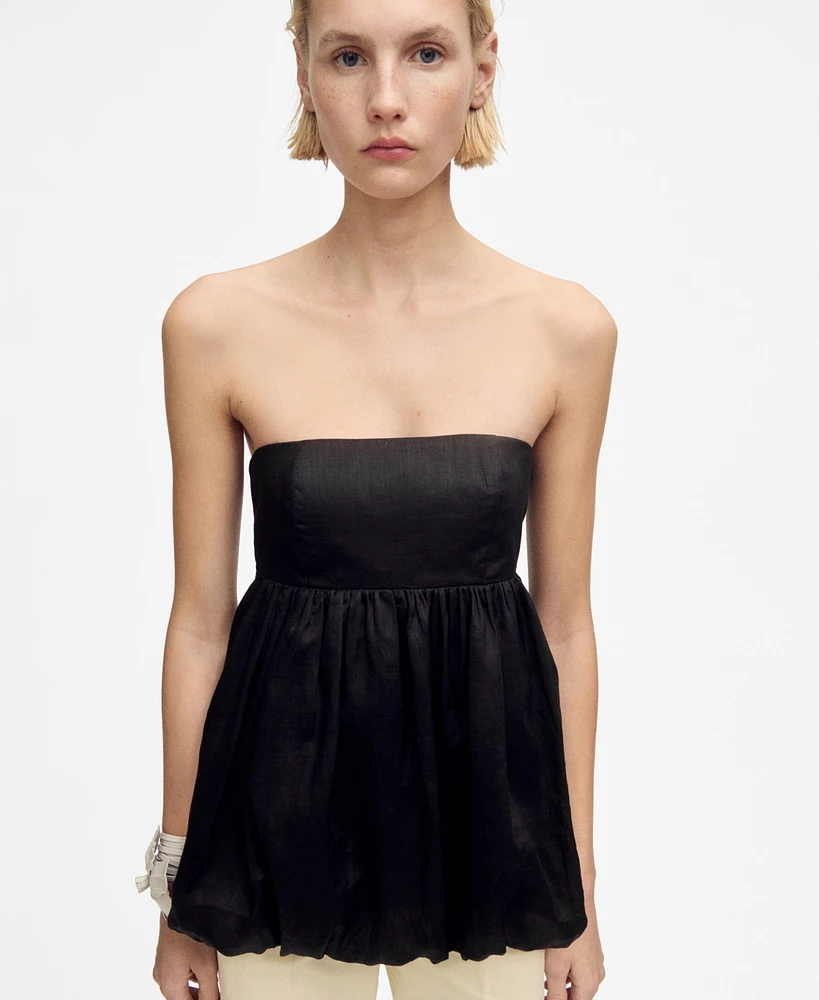 Mango Women's Balloon-Effect Ramie Top