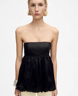 Mango Women's Balloon-Effect Ramie Top