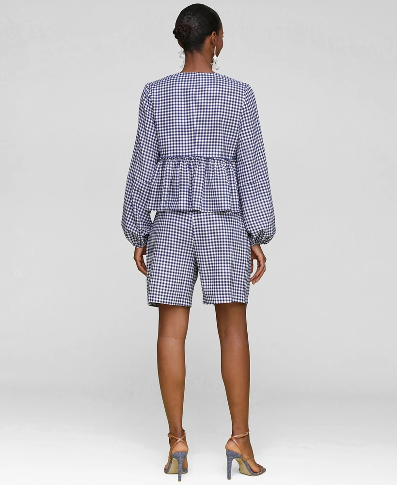 Avec Les Filles Women's Linen-Blend Tie-Front Blouse