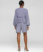 Avec Les Filles Women's Linen-Blend Tie-Front Blouse