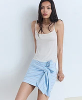Mango Women's Bow Detail Striped Cotton Skirt