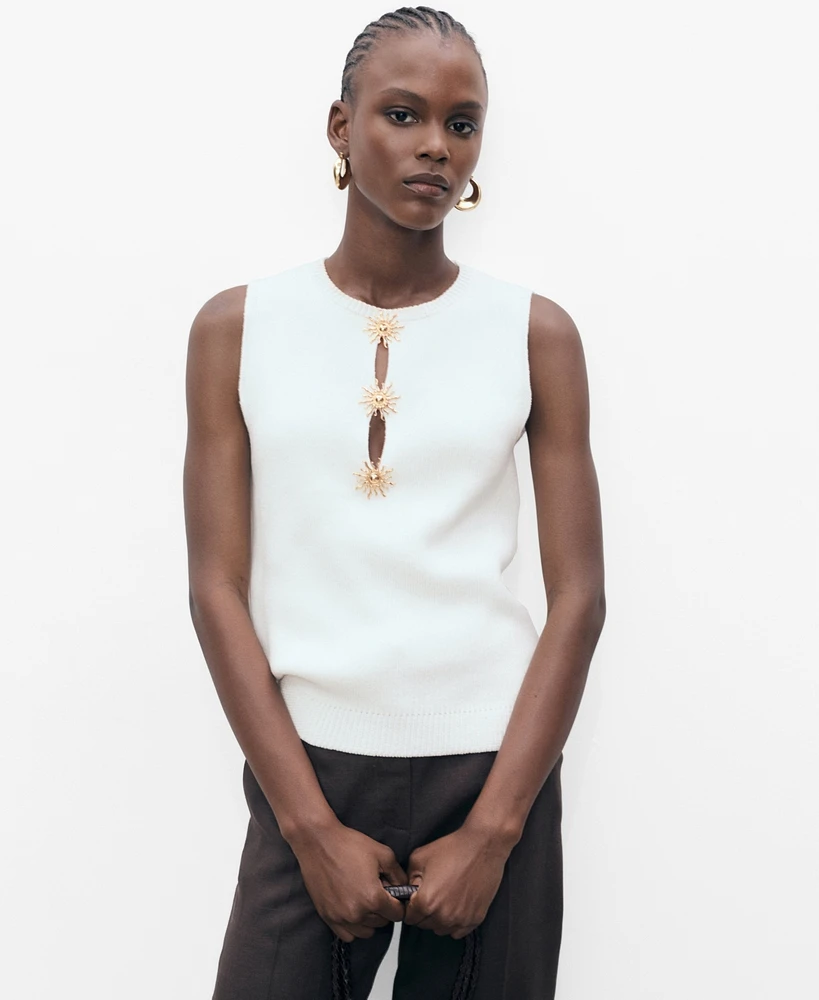 Mango Women's Jewel Buttons Knitted Top