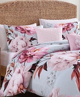 Bebejan Blooming Peonies Bedding 5 Piece Queen Size Reversible Comforter Set