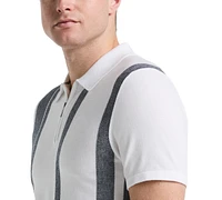 Perry Ellis Men's Stripe Zip Polo Shirt