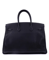 Pre-Owned Hermes Birkin 35 Handbag Black Clemence with Gold Hardware