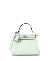 Pre-Owned Hermes Kelly 25 Handbag Green Swift with Palladium Hardware