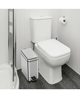1.3 Gallon Slim Trash Can, Stainless Steel Step on Bathroom and Office Garbage Can, Brilliant Silver
