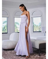 Miss Circle Women's Raegan Taro Purple Jacquard Rouched Maxi Dress