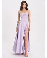 Miss Circle Women's Raegan Taro Purple Jacquard Rouched Maxi Dress