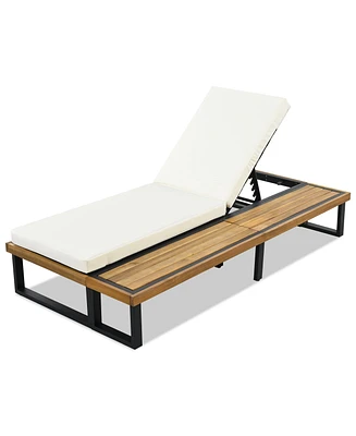 Mondawe Outdoor Chaise Lounge Chair with 5-Position Adjustable Backrest and cushions