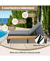 2 pieces Outdoor Chaise Lounge Chair Set with 5-Position Adjustable Backrest