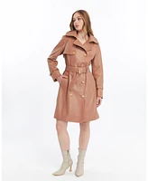Furniq Uk Women's Leather Trench Coat