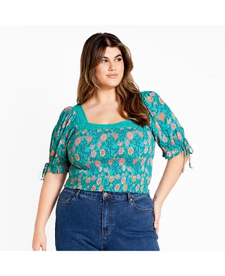 City Chic Plus Aurora Print Top