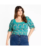 City Chic Plus Aurora Print Top