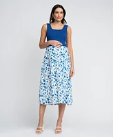 Seraphine Women's Maternity Knit Top with Woven Skirt Dress