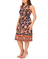 Msk Petite Zip-Neck Sleeveless Midi Dress