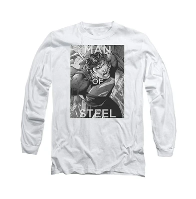 Superman Men's Flight Of Steel Long Sleeve Adult Tee / T-Shirt