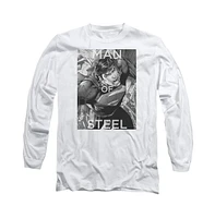 Superman Men's Flight Of Steel Long Sleeve Adult Tee / T-Shirt