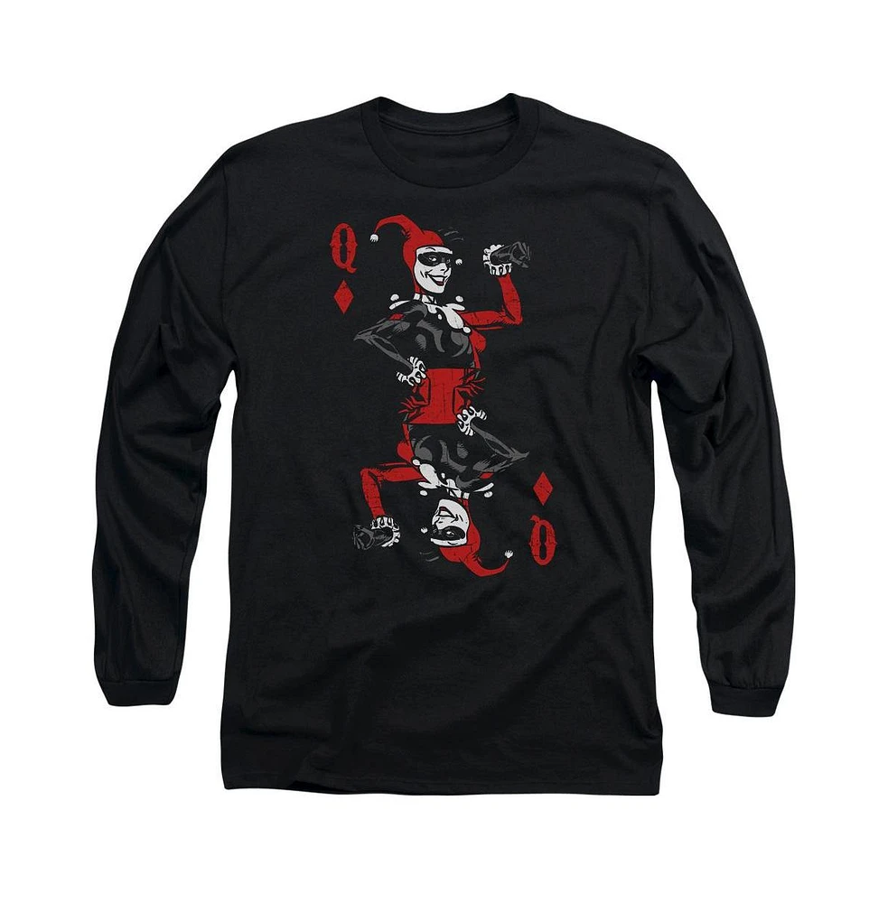 Batman Men's Quinn Of Diamonds Long Sleeve Adult Tee / T-Shirt