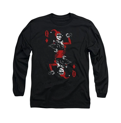 Batman Men's Quinn Of Diamonds Long Sleeve Adult Tee / T-Shirt