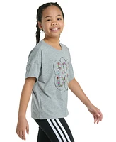 adidas Big Girls Short-Sleeve Drop-Shoulder Logo Graphic T-Shirt