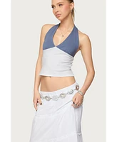 Edikted Women's Janna Color Block Halter Top