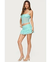Edikted Women's Enya Fringed Sheer Mesh Top