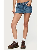 Edikted Women's Ziggie Tie Front Denim Mini Skort