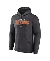 Fanatics Men's Heather Charcoal Texas Longhorns Horizontal Block Fleece Pullover Hoodie