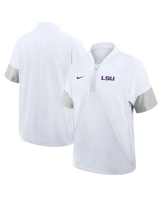 Nike Men's White Lsu Tigers 2025 Sideline Short Sleeve Quarter-Zip Coach Jacket