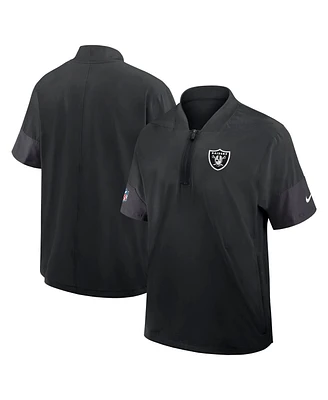 Nike Men's Black Las Vegas Raiders Sideline Short Sleeve Quarter-Zip Performance Coach Jacket