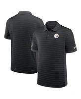 Nike Men's Black Pittsburgh Steelers Sideline Victory Stripe Performance Polo Shirt