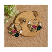 Sohi Floral-Stone Drop Earrings