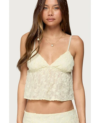 Edikted Women's Leora Textured Floral Babydoll Top