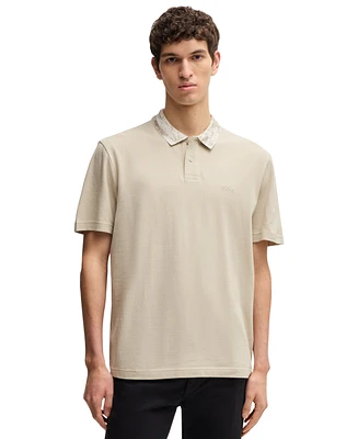 Boss by Hugo Men's Relaxed-Fit Cotton-Pique with Collar Artwork Polo Shirt