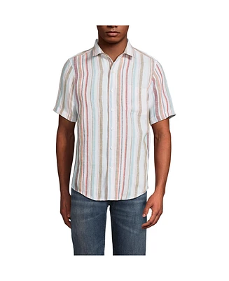 Lands' End Men's Traditional Fit Short Sleeve Linen Shirt
