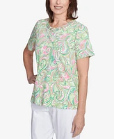 Alfred Dunner Petite Abstract Scroll Crew Neck Top