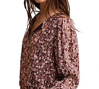 Lucky Brand Women's Printed Long-Sleeve Boho Blouse