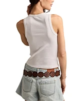 Lucky Brand Women's Crochet-Trim Crewneck Tank Top