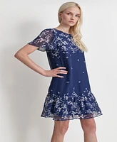Dkny Women's Printed Flutter-Sleeve Mini Dress